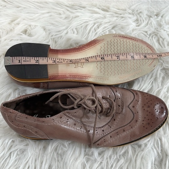 MONA FLYING Brown Flat Leather Oxford Shoes Lace-up Wingtip Vintage Shoes - Picture 14 of 16